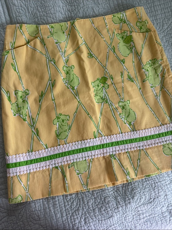 Lilly Pulitzer Dresses & Skirts - Lilly Pulitzer Yellow Green Koala Print Cotton Skirt